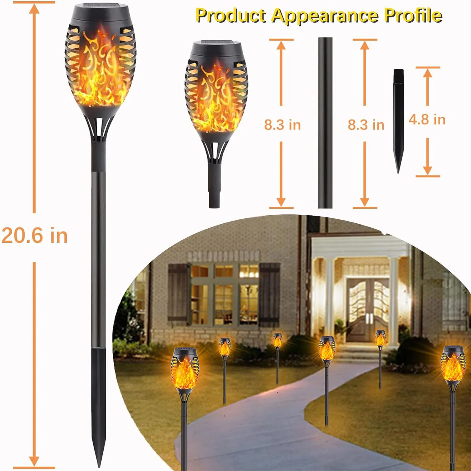 12Pcs Solar Flame Torch Lights Optional Flickering Light Waterproof Garden Decoration Outdoor Lawn Path Yard Lamps solar decoration light solar lights solar torch lights garden light