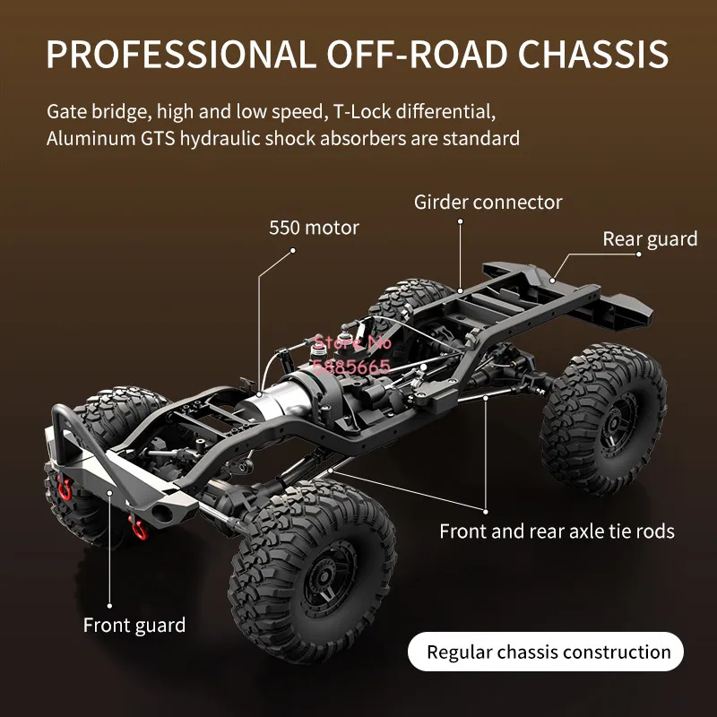 Professional 56CM Large Off Road High Speed Remote Control Truck 1:10 Electronic Differential Lock 17 Lighting 4WD RC Truck Car 4