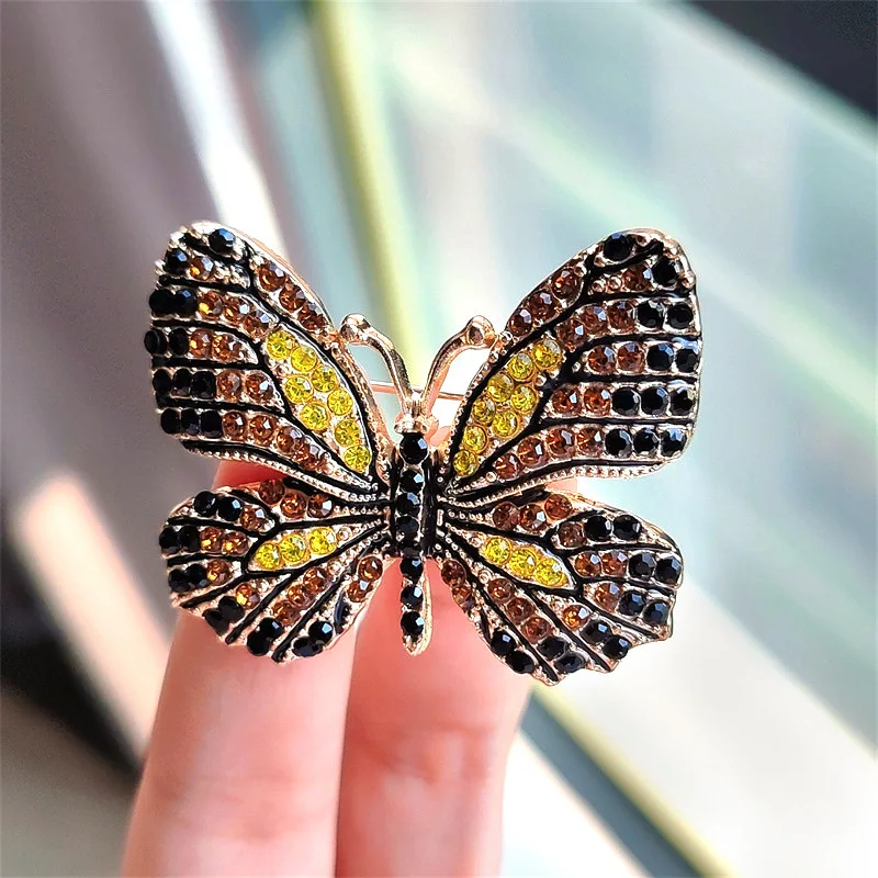 Butterfly Brooch Pins - Multi-Color Rhinestone Crystal, Metal Alloy, Cute Corsage Pins For Women, Girls, Gift For Holidays & Parties