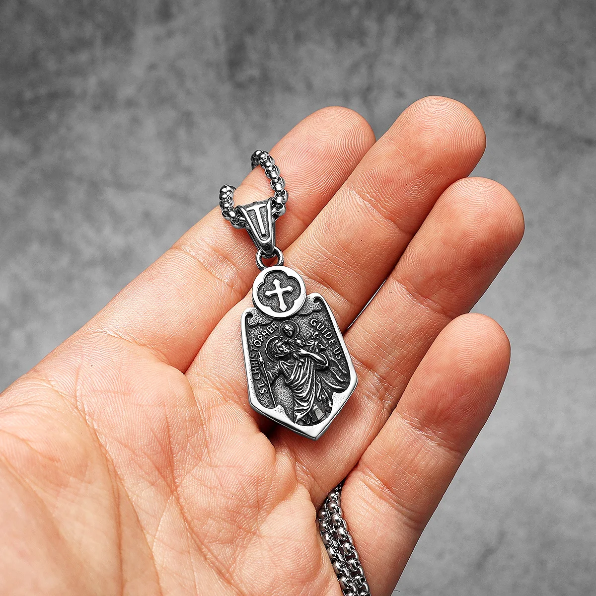 KRKC&ap;CO Herren St. Christopher Anhänger Kette ünze Goldkette, 2,5 55