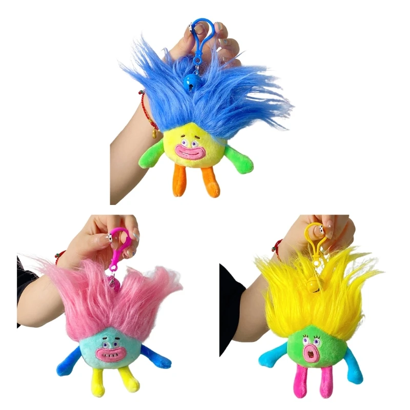 Colorful Hair Plush Rag Keychain Cartoon Keyring Girls Backpack Ornament DropShipping