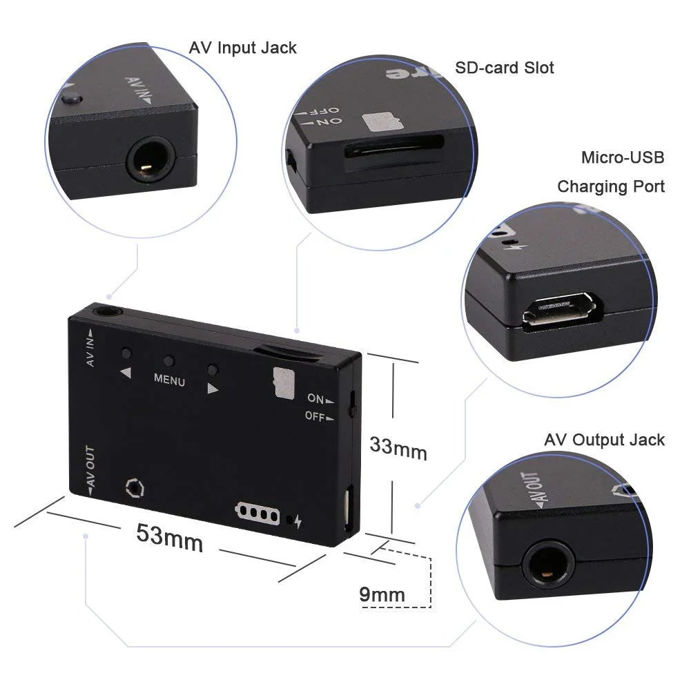 Mini FPV DVR 400mAh Enregistreur Vidéo HD 720p pour Drone FPV