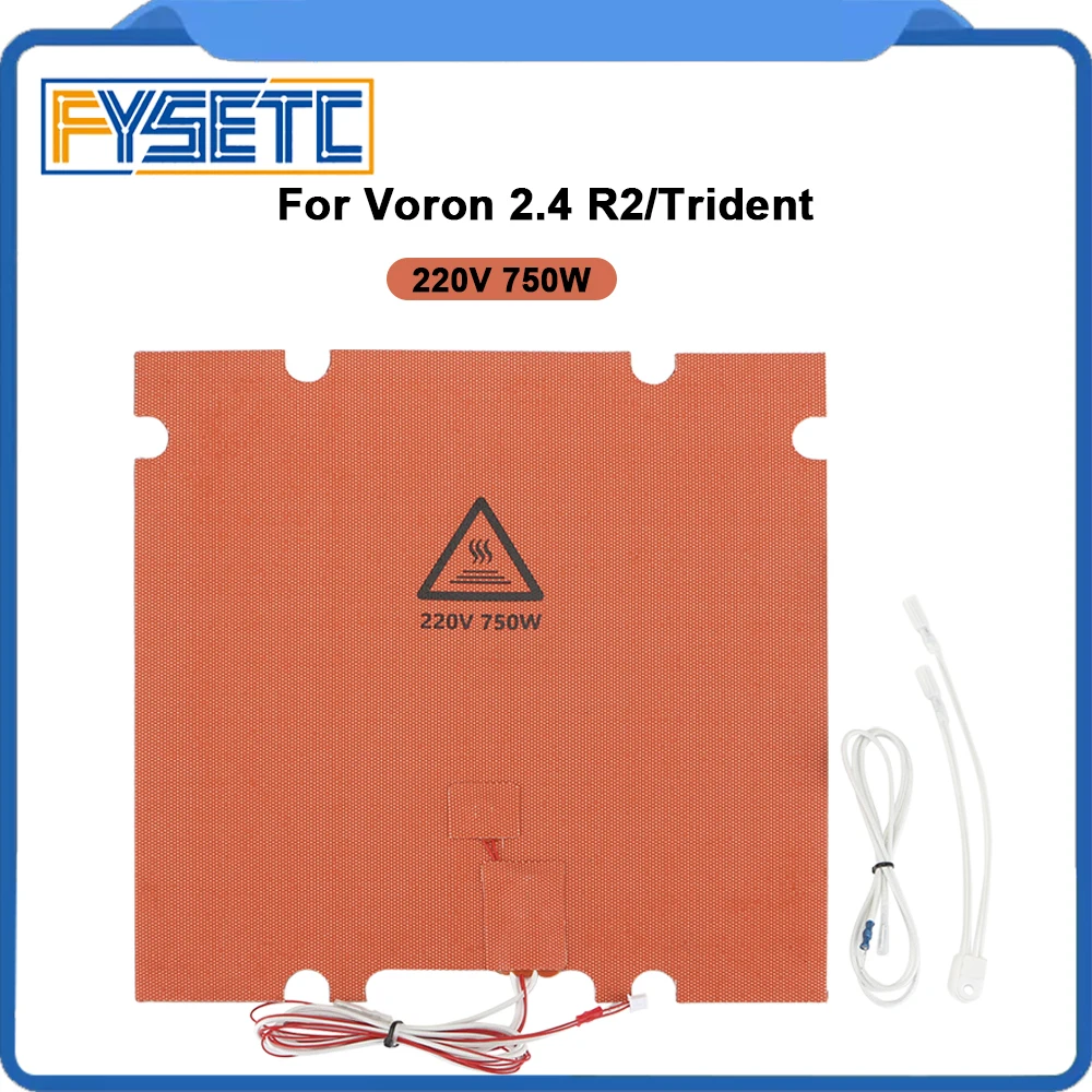 Fysetc 300*300 350*350 mm Almofada de Aquecimento de Cama Aquecida de Silicone Perfurada 220v 750w 1000w 3d Printer Silicone Heater