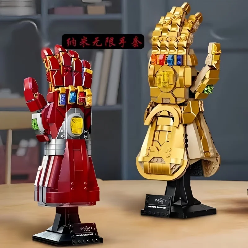 675 + Pz + Marvel Blocks Mattoni Nano Gauntlet Thanos Infinity Gauntlet Guanti Da Costruzione Plastica Ferro Uomo Modello Fai Da Te Puzzle Regalo Gioc