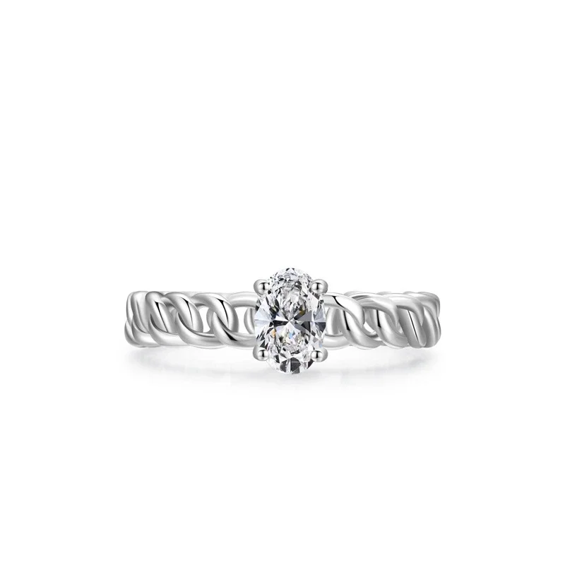 Stl S925 Anello In Argento Sterling Versatile A Forma Di Catena Di Fascia Alta Con Diamante Simulato Da 1 Carato Per Donna In Amazon Fashion
