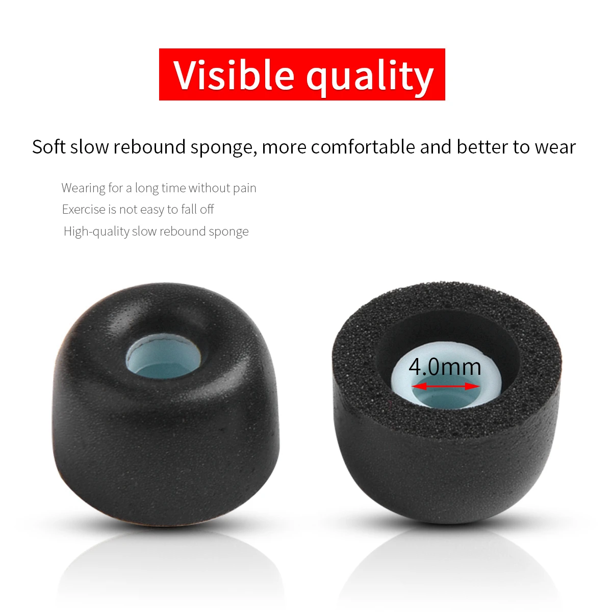 4Pcs Memory Foam Ear Tips for Sennheiser CX Plus/CX500BT Earbuds Eartips MOMENTUM 3/Sport Ture Wireless Earphone Tips 4-5mm
