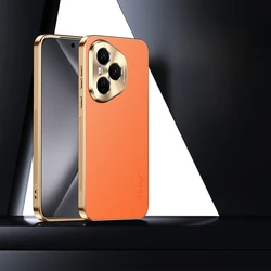 Premium PU Leather Plating Shockproof Lichee Pattern Phone Case - HONOR 400 Pro (Orange)