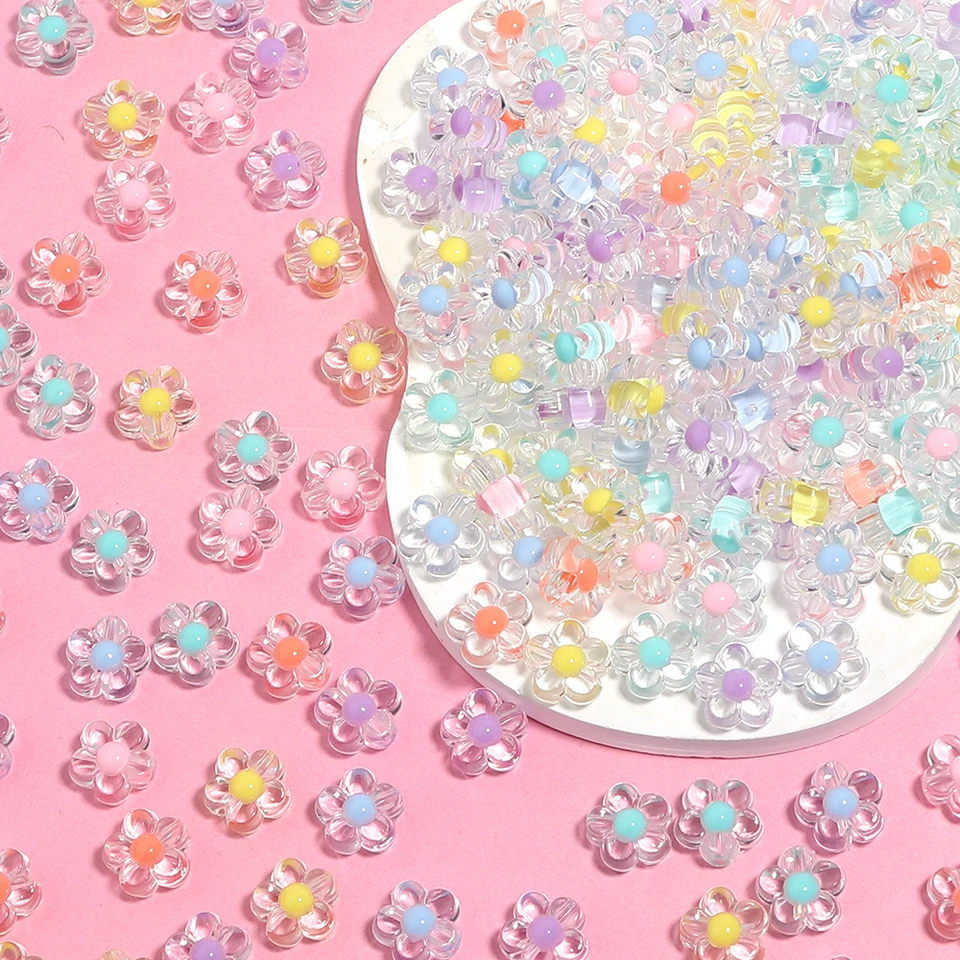 40 Perline A Forma Di Fiore In Acrilico – Trasparenti Elettroplaccate, 31 Mm, Per Bracciali E Collane Fai Da Te