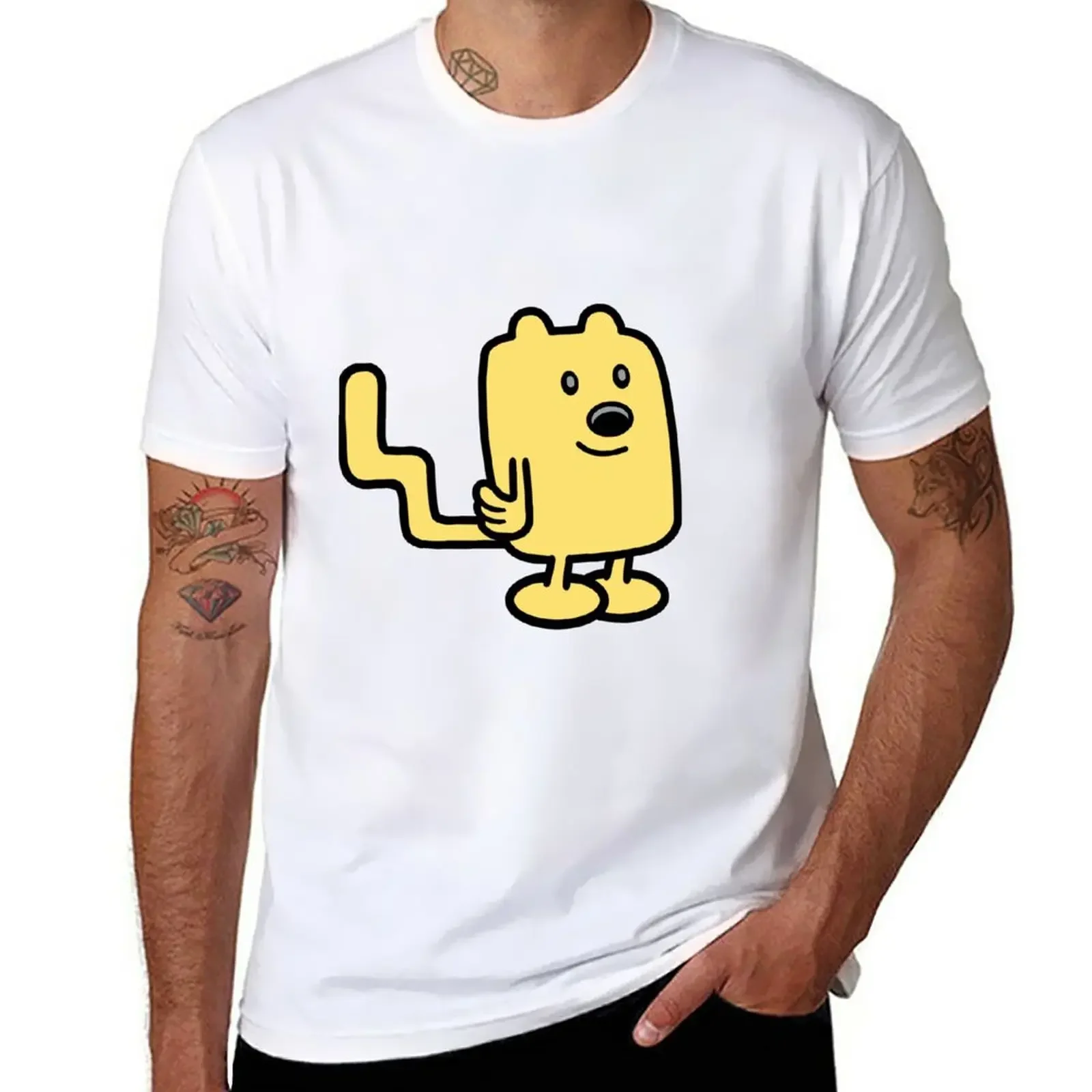 Wow Wow Wubbzy T-Shirt Top Camicie Graphic Tees Blacks Plain Black T-Shirt Uomo
