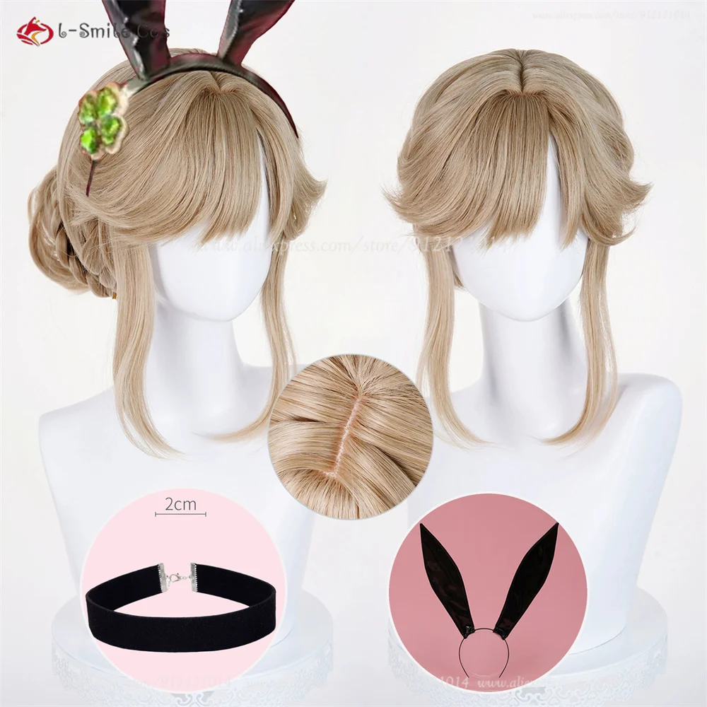 Nikke Aide Cosplay Perücke Braun Synthetik Hitzebeständig für Bunny Girl Anime Halloween 2