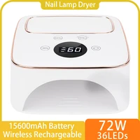 Wireless Nail Dryer LED Nail Lamp 72W Rechargeable 15600mAh UV Lamp for Curing All Gel Nail Polish Manicure Polish Professional 1