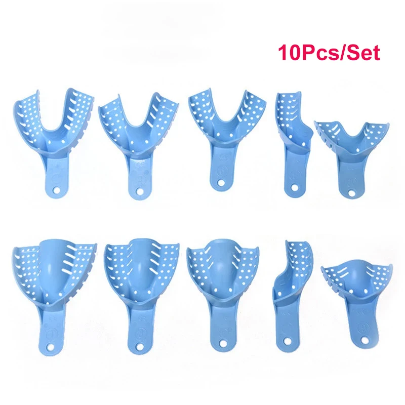 10PcsSetDentalPlasticImpressionTrayWithoutMeshAutoclaved