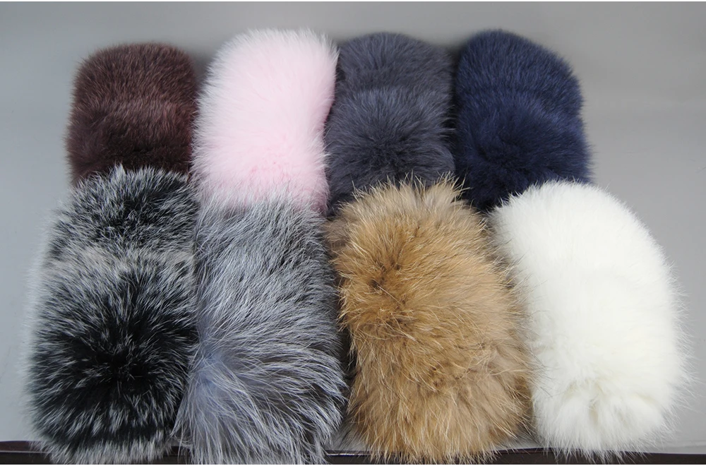 Natural Good Elastic Knitted Genuine Real Fox Fur Ring Scarves Warm Fox Fur Headband New Women Winter Fashion Real Fox Fur Scarf