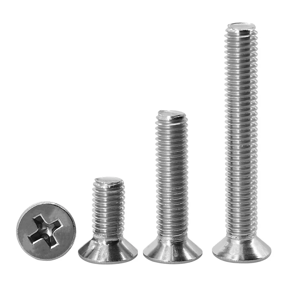 Stainless Steel Screws M1.6-M10 304 Stainless Steel Cross Phillips Flat Bolt Countersunk Head Furniture Screw Length 3-80mm