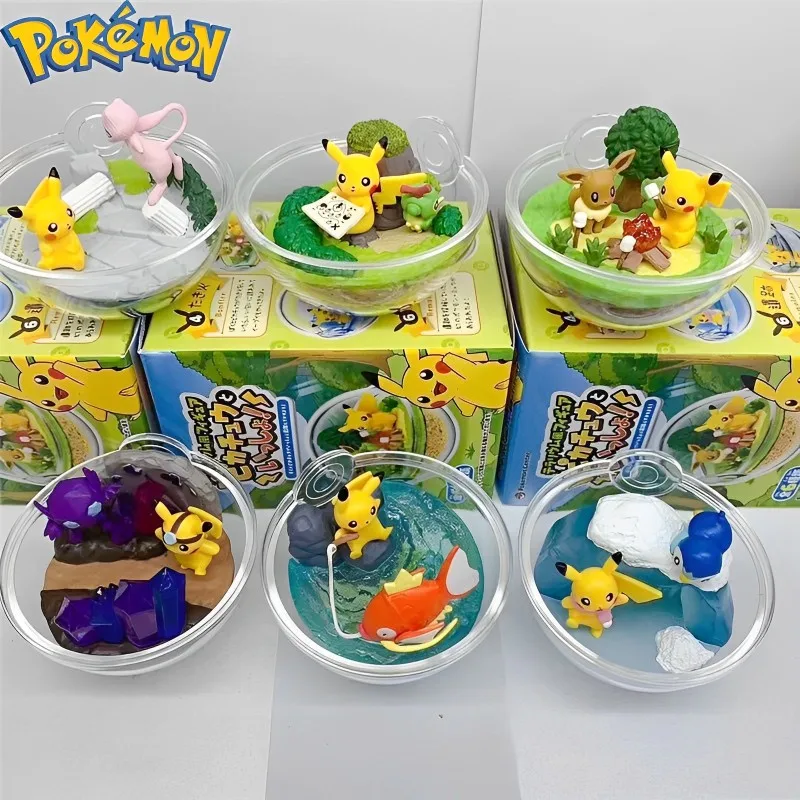 6 Pcs Pokemon Pokeball Action Figures 3D Pvc Model Eevee Articuno Gengar Mewtwo Rowlet Statue Collection Giocattolo Decorativo Per Bambole