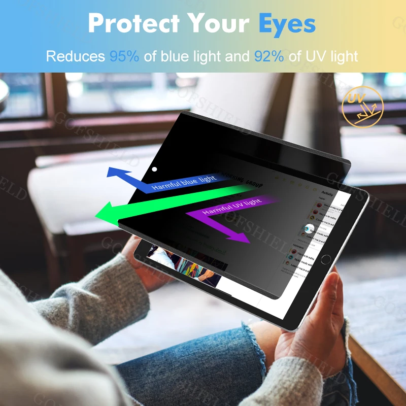 Blue Light Block Privacy Filter Anti Spy Anti Peeping Screen Protector Tablet Glare Privacy Film For iPad 10.2 /