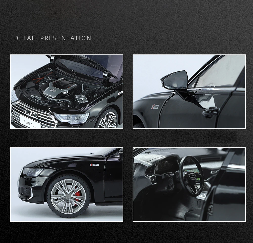 1:18 Audi A6 Limousine Alloy Die Cast Toy Car Model Sound And Light Pull Back Toy Collectibles