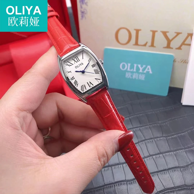 Luxury Wine Barrel Watch Quartz Watch Ladies gift Fashion Steel Leather Strap Durable waterproof classic ladies watch