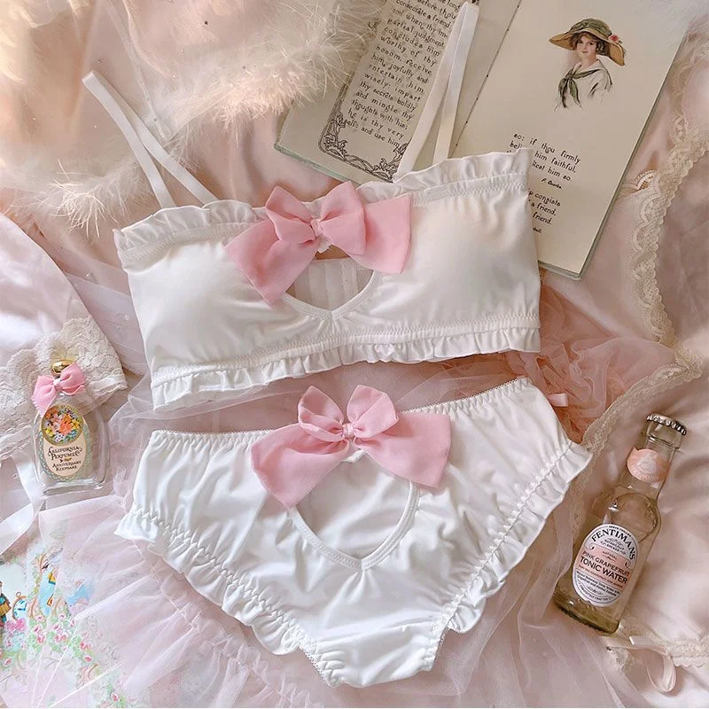 Bras Sets Strawberry Cute Japanese Milk Silk Bra Panties Set Wirefree Soft Underwear  Set Kawaii Lolita Bra And Panty Set Pink Lingerie 230427 From 13,14 €
