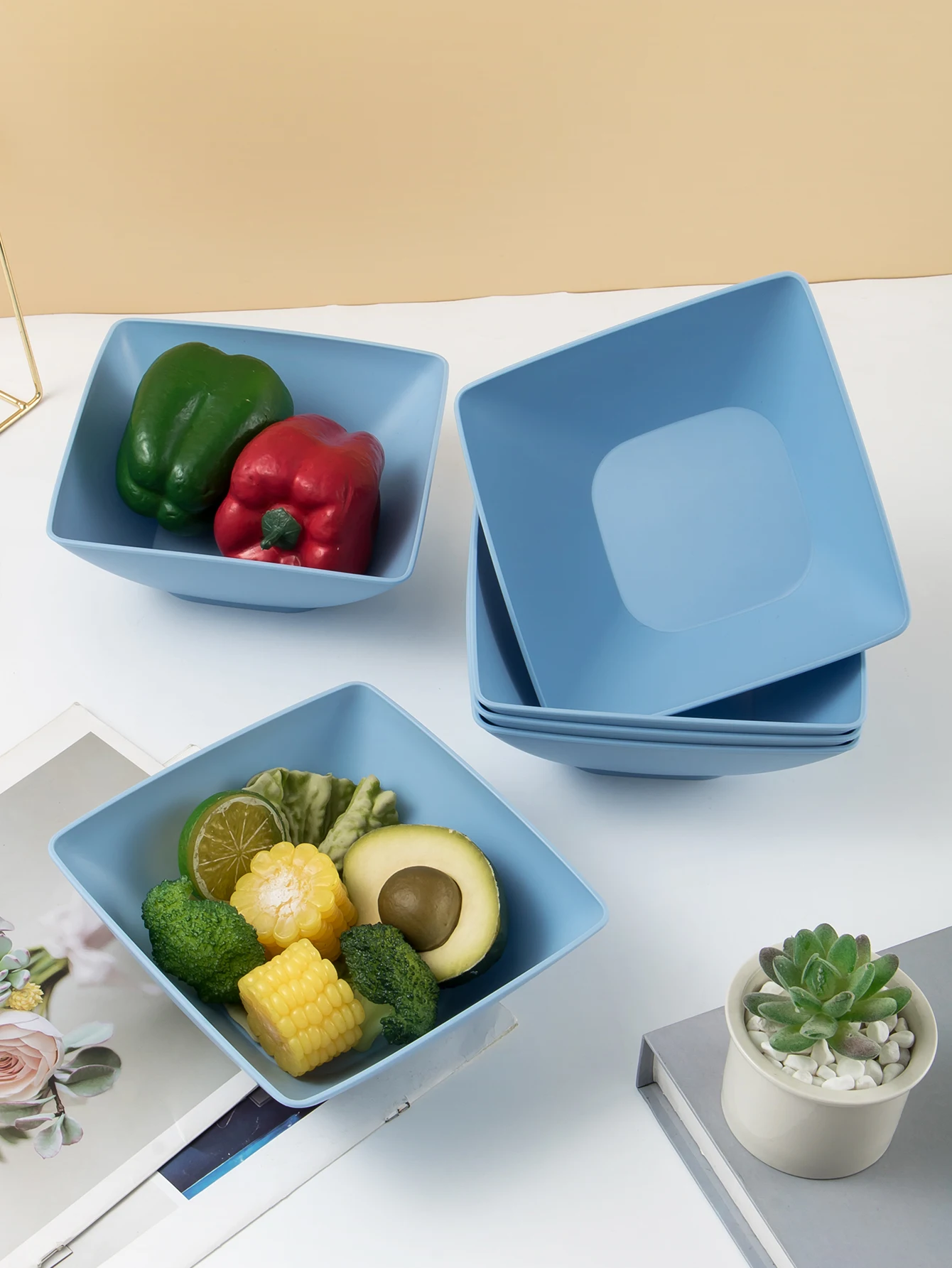 reusable Large size plastic square bowl 4