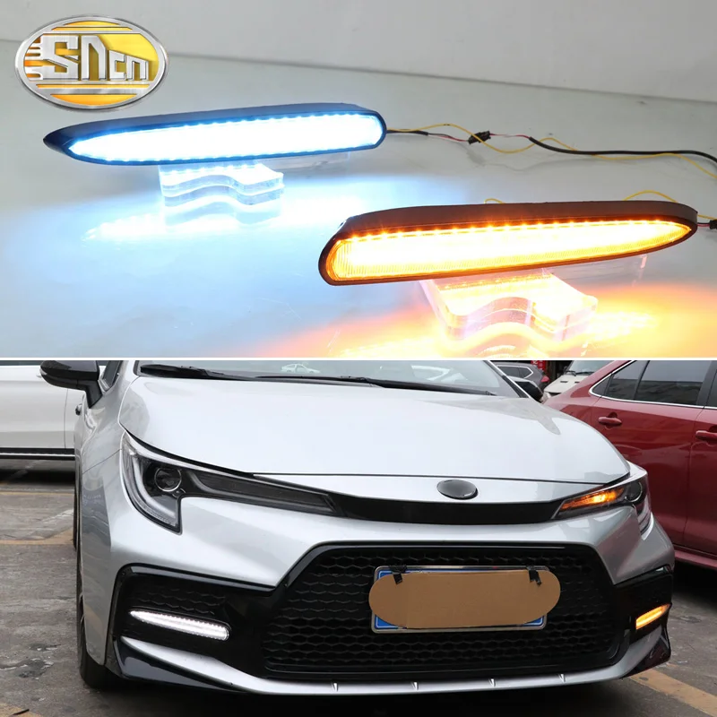 

SNCN LED Daytime Running Light For Toyota Corolla Hybrid SE XSE US 2019 2020 Dynamic Yellow Turn Signal DRL Fog Lamp Decoration