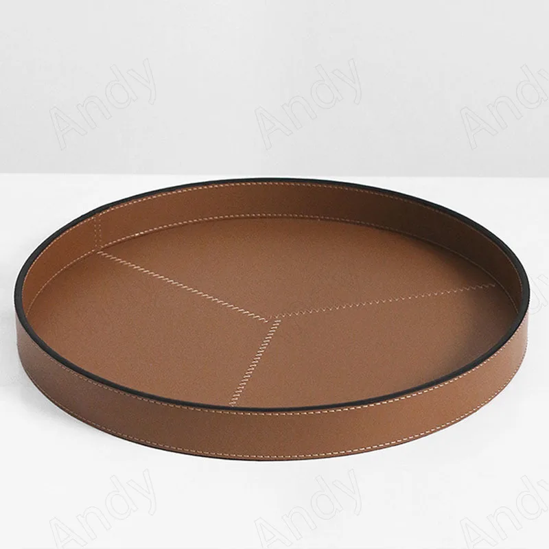 Modern Leather Storage Tray Geometric Circular Decoration Table Jewelry Organizer Bedroom Cosmetics Container Home Decoration 3
