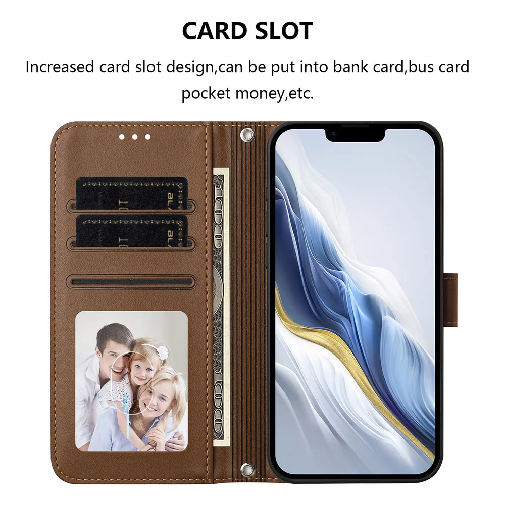 Sleek Solid Color Leather Flip Wallet Phone Case
