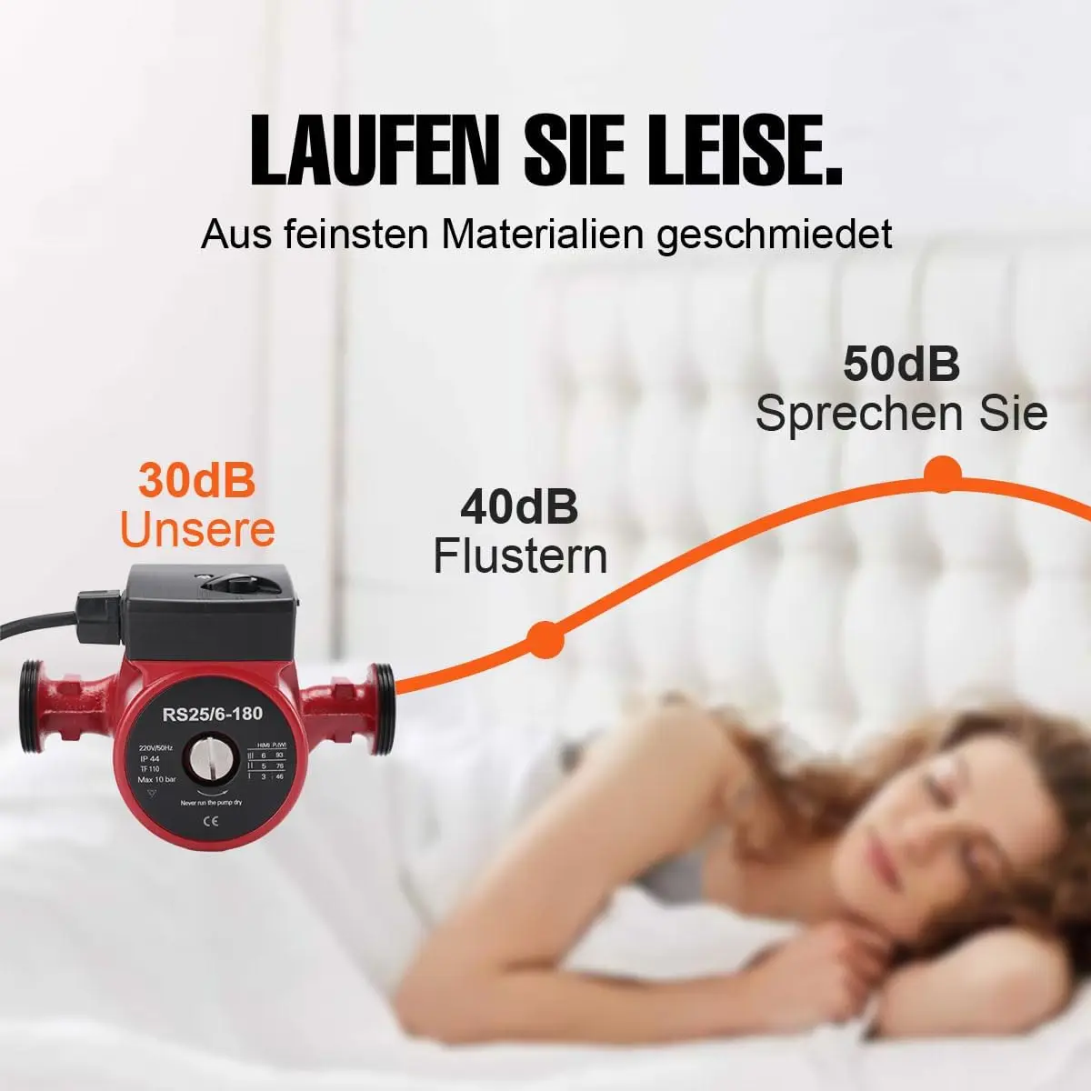 Heißwasser-Umwälzpumpe 220V Geräuscharme Druckerhöhungspumpe 3-Gang Automatische Heißwasser-Zirkulationspumpe für Warmwassersysteme – Detail 2
