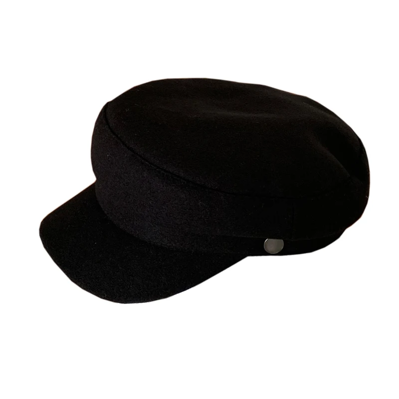 Cotton Newsboy Cap Fashion gold button hat autumn and winter flat top British Korean version of cap wool newsboy hat