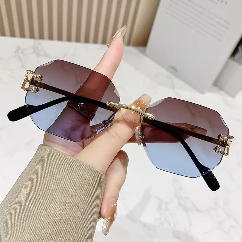 y2k Rimless Irregular Square Sunglasses Women Luxury Brand Design Vintage Punk Popular Metal  Men Sun Glasses UV400 - Image 9