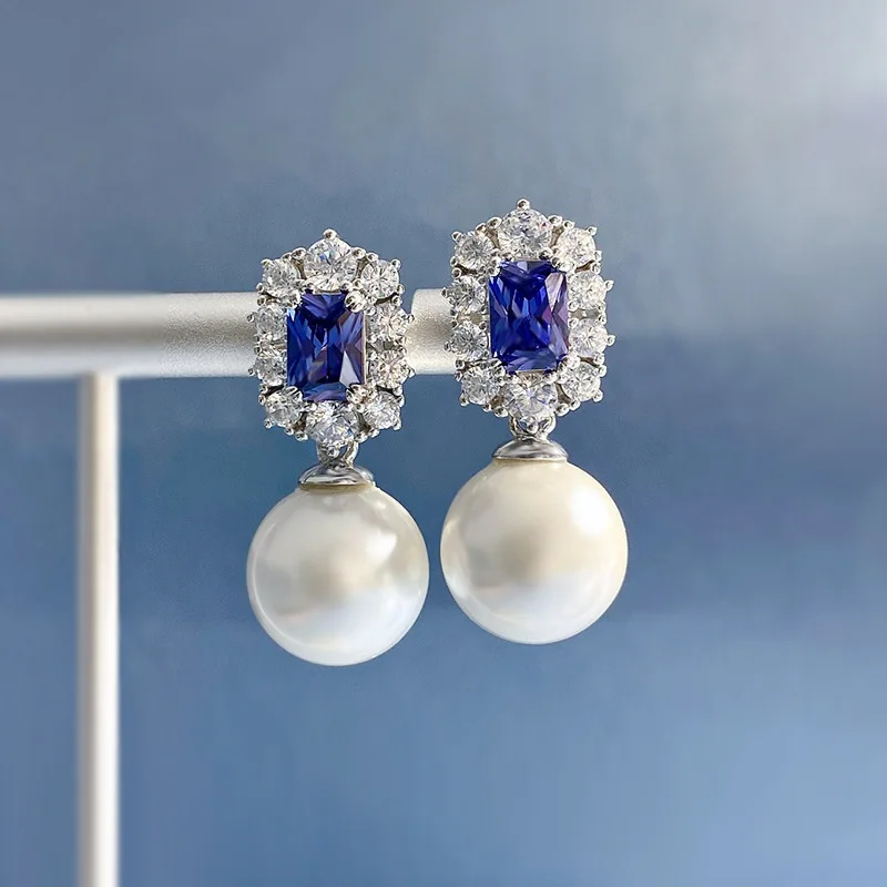 

925 silver 12mm pearl earrings, fashionable and elegant, high-end and versatile, wholesale for women