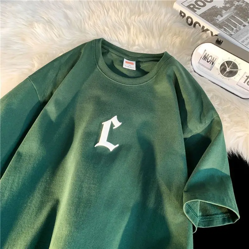 

Retro short-sleeved men's summer American half-sleeved heavy oversize trendy high-gram heavy t-shirt pure cotton clothes y2k top