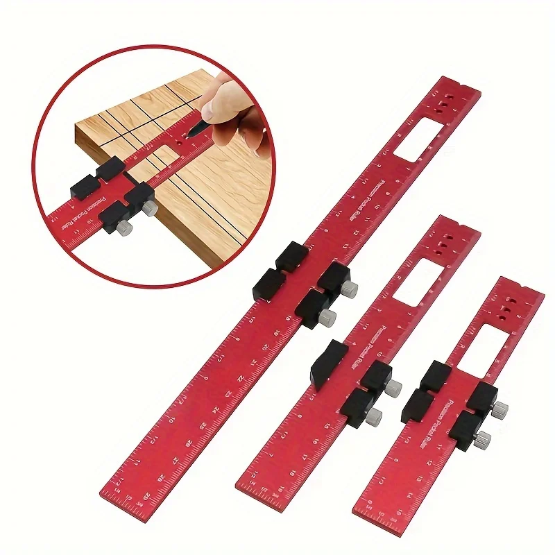 빨간색 목수용 자, 알루미늄 합금 위치 측정자, 목수용 자, 각도자, 다기능 마킹자