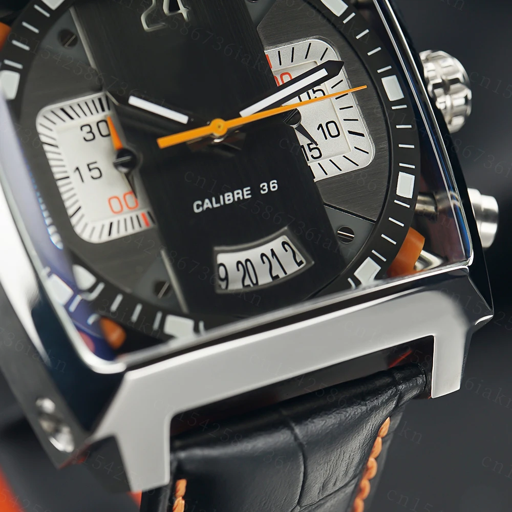 2022Fashion New Men's Color Bar Square Dial Sapphire Mirror Stainless Steel Leather Strap Sports Leisure Waterproof Quartz Watch