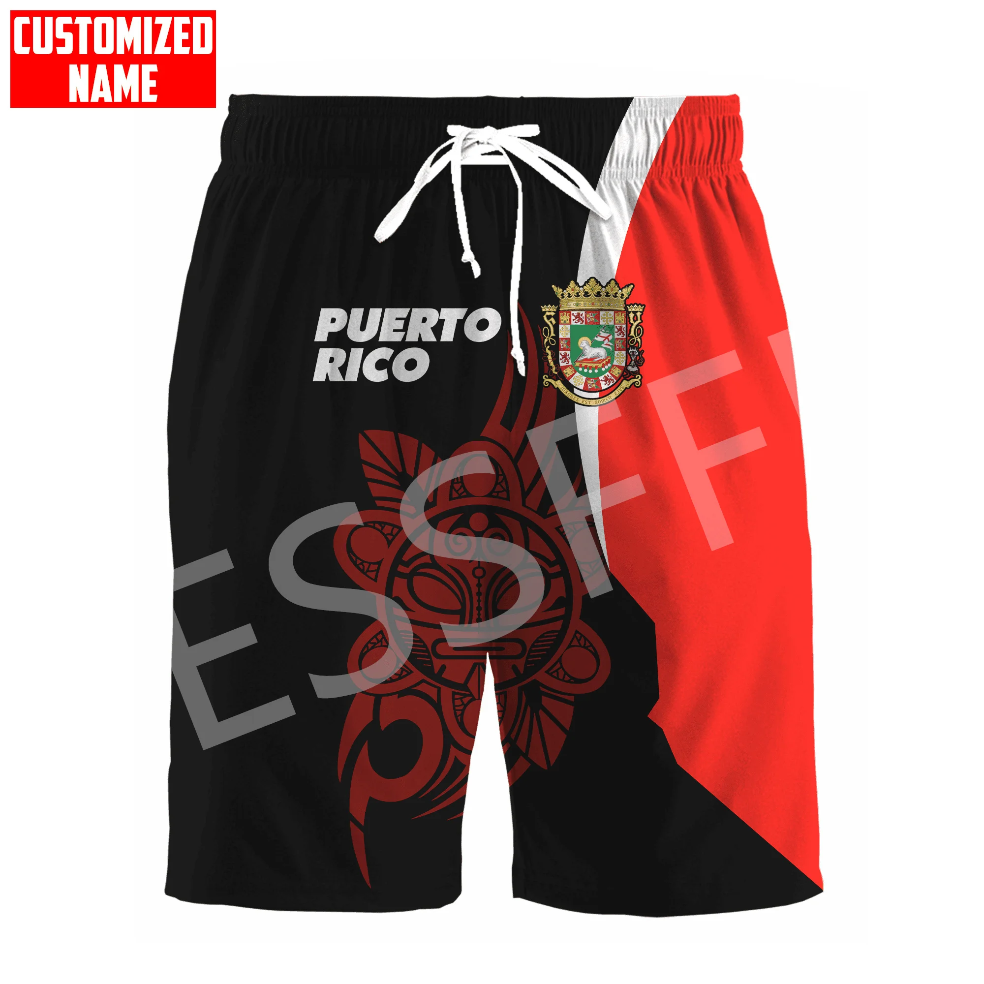 

Custom Name Puerto Rico Boricua Taino Country Tattoo Retro 3DPrint Summer Streetwear Shorts Casual Harajuku Funny Beach Pants X2