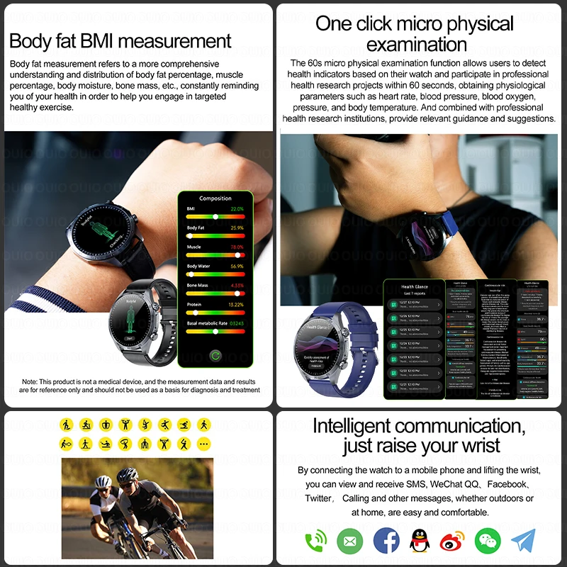 Nuovo Smartwatch 2026 con Funzioni Avanzate per il Controllo della Salute: ECG, Lipidi nel Sangue, Acido Urico, Grasso Corporeo, Impermeabile, per Uomo e Donna - immagine 5