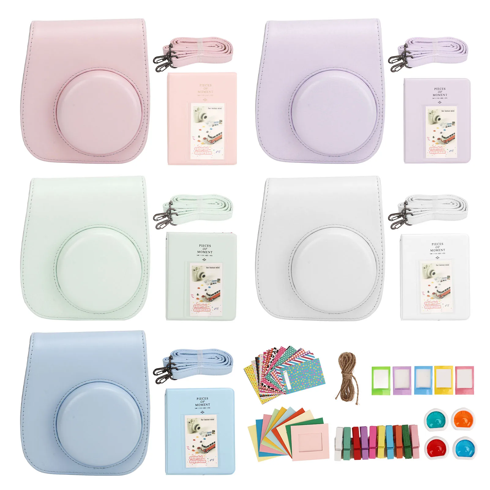 Mini Instant Camera Protective Bag PU Case For Fujifilm Instax Mini 12 With Album Filters Colorful Hanging Frames Stickers instant camera case