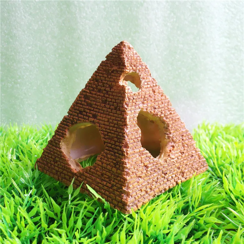 1Pcs Fish And Shrimp Hashing House Simulation Egyptian Pyramid Resin Crafts Aquarium Landscape Aquarium Decoration Shrimp House