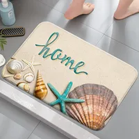 1 piece of wave beach shell conch-themed door mat, easy to clean, stain resistant flannel floor mat, suitable for bathroom, livi