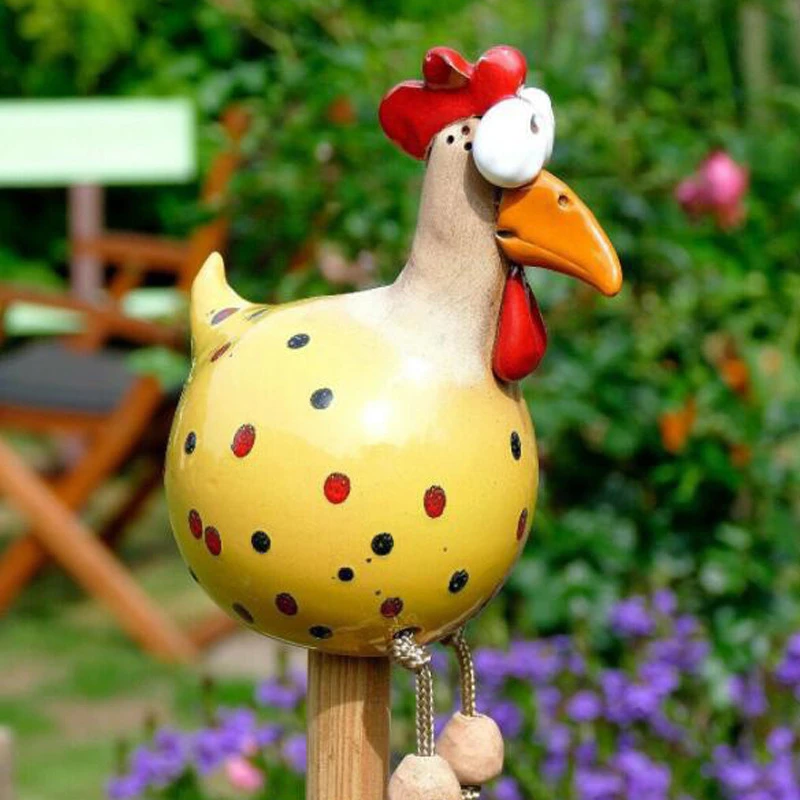 Décoration Jardin Poule En Acrylique - Statue Coq Avec Piquet, Idéal Ferme Et Extérieur (A+B)