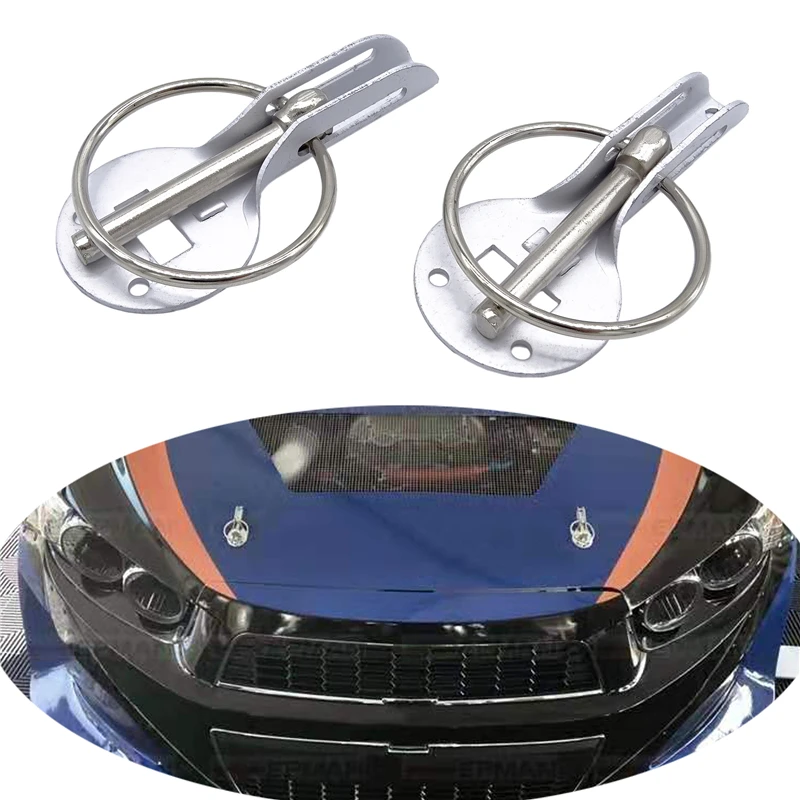 1 Set Universal Car Front Cover Lock Mount Hood Pin Bonnet Lock Kit Car  Styling Tuning Lock Down Hood Latch Auto Accessories
