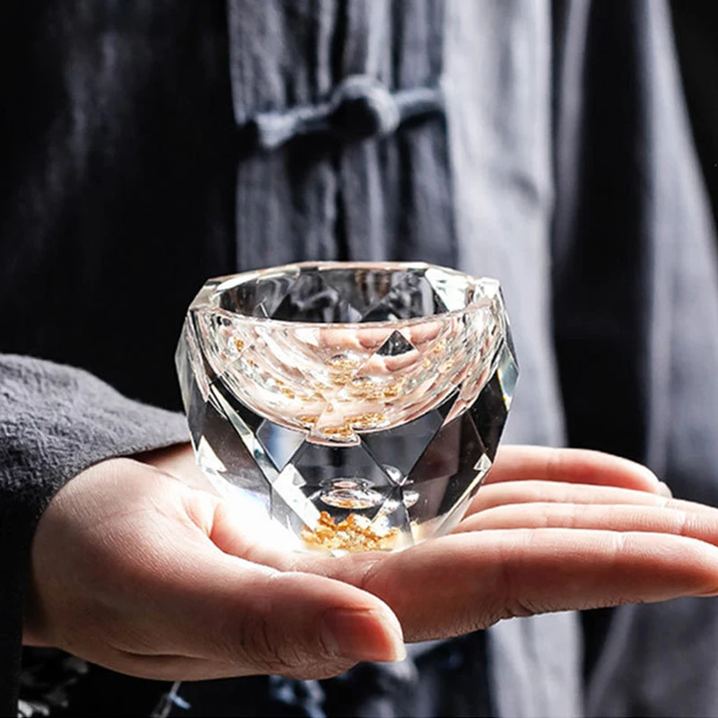 YWDL 1/2/4/6pcs 300ml Liquor Dispenser Measuring Pot Wine Bottle Gold Foil lead-free Crystal Glass Sake 50ml Wine Cup