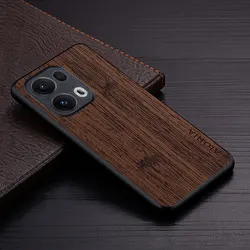 Luxury Bamboo Wood Pattern Leather Phone Case - Premium Cover for Reno13 Pro (Coffee)