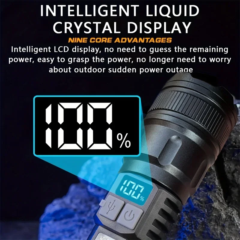 Description Picture 3 of itemKDULIT Super Bright LED Flashlight USB Rechargeable Hand Light with COB Side Torch Powerful Lantern for Outdoor Camping Fishing