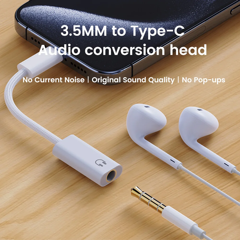 올라프 C타입 이어폰 잭 어댑터, USB C 케이블 헤드폰 어댑터, 3.5 잭 오디오 케이블, 아이폰 15 삼성 화웨이용, 3.5mm