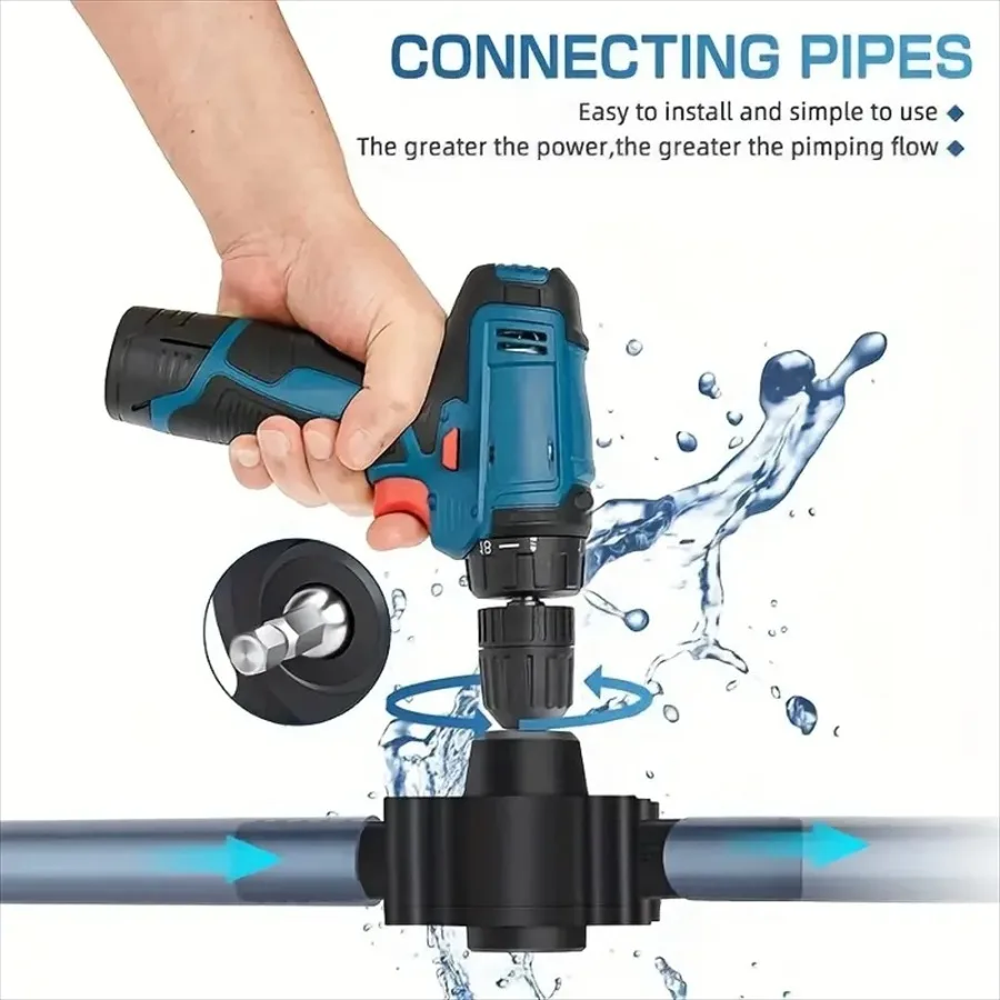 Self Priming Pump Portable Electric Drill Pump Self Priming Liquid Transfer Pumps Small Household Water Pump Garden Outdoor Tool