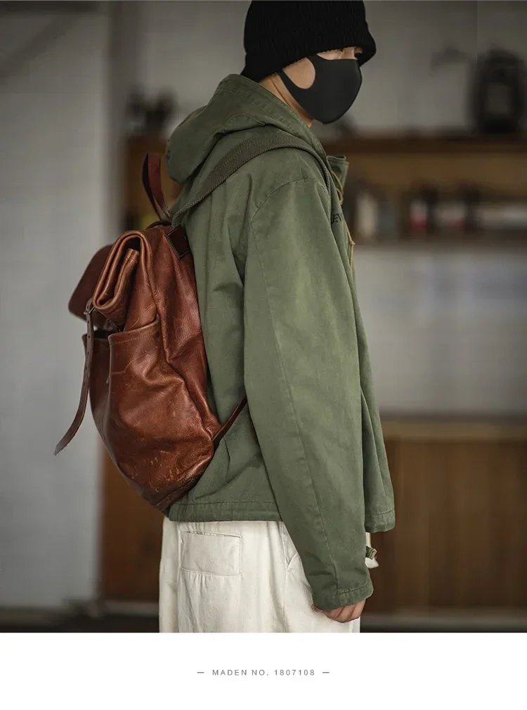 US Hooded Pullover Japanese Retro Fashion Parker Jacket