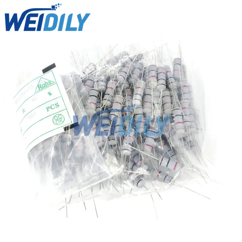 150PCS Carbon Film Resistor Kit 2W 0.1R ohm-750R ohm 30Kinds Each 5 pcs 2w 0.1ohm-750ohm Color Ring Resistance Set