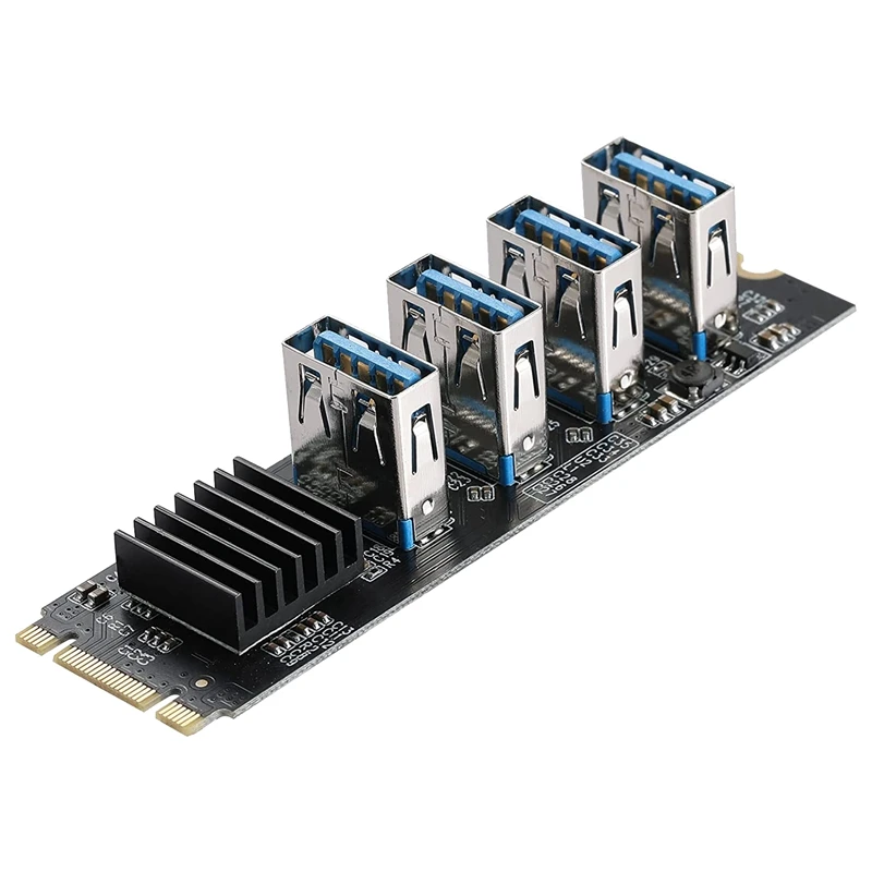 

Адаптер M.2 NVME для 4 портов, PCI-E 1X USB 3,0, карта расширения M.2 B-Key PCI-E для майнинга BTC