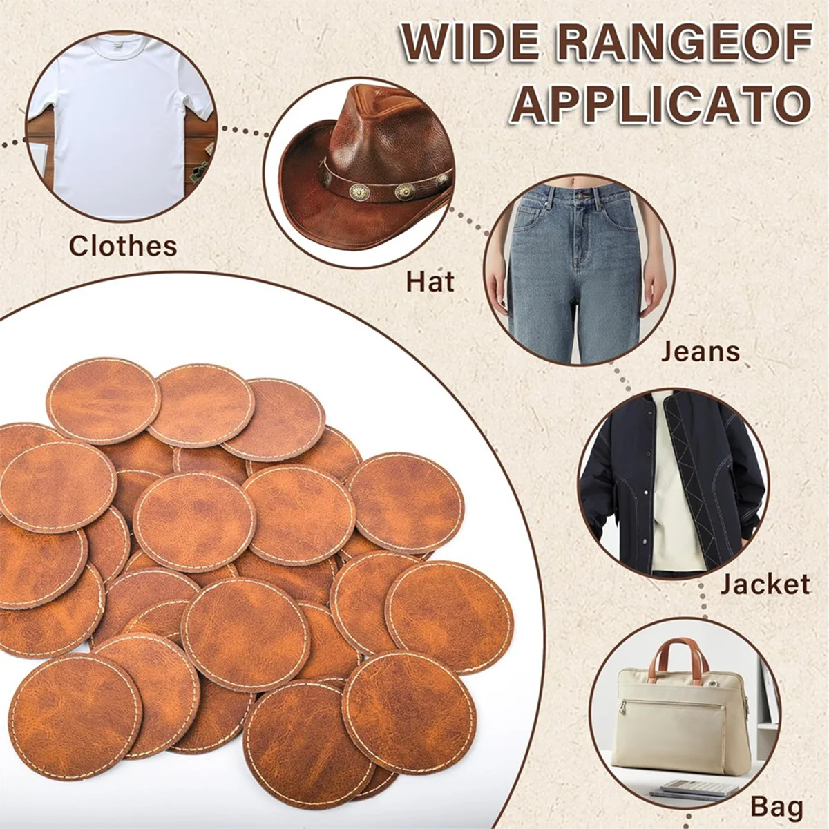 40 Pcs Leatherette Hat Patches With Adhesive - 3x2 Inch, Blank Faux Leather For DIY, Repair, Crafts